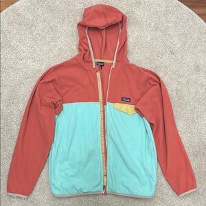 Patagonia Kids' Hooded Fleece Jacket - Coral and Aqua